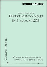 Variations from Divertimento #13 in F Major K253 Clarinet Choir cover